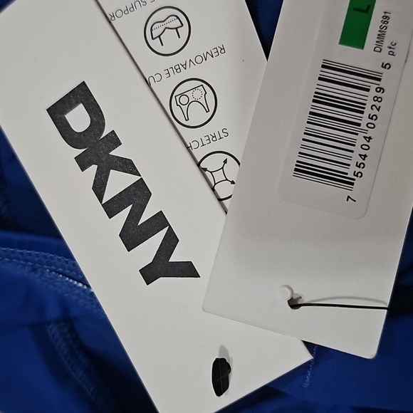 DKNY Ruffle Blue Plunge Underwire Tummy Control One-Piece Swimsuit Sz Large Nwt - Picture 10 of 10